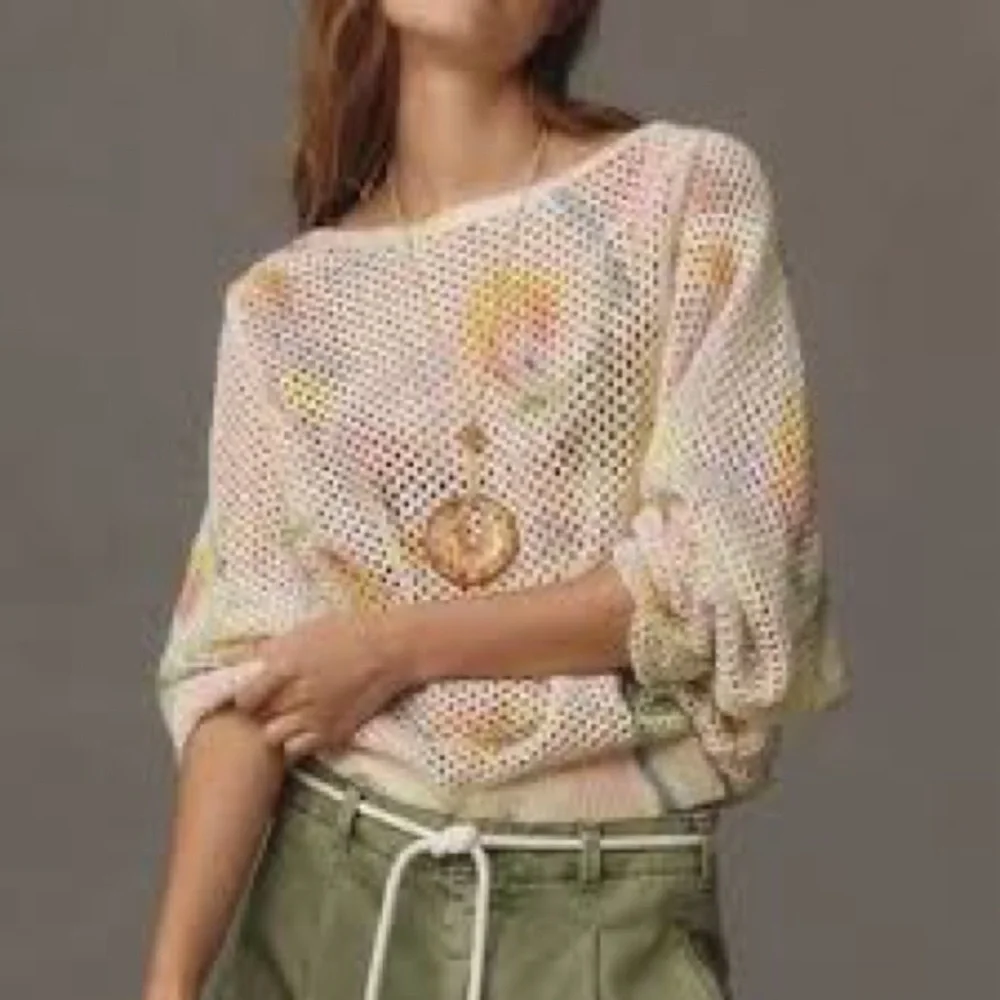 Anthropologie Klaas Jonkman Mesh-Stitch Crew-Neck Sweater